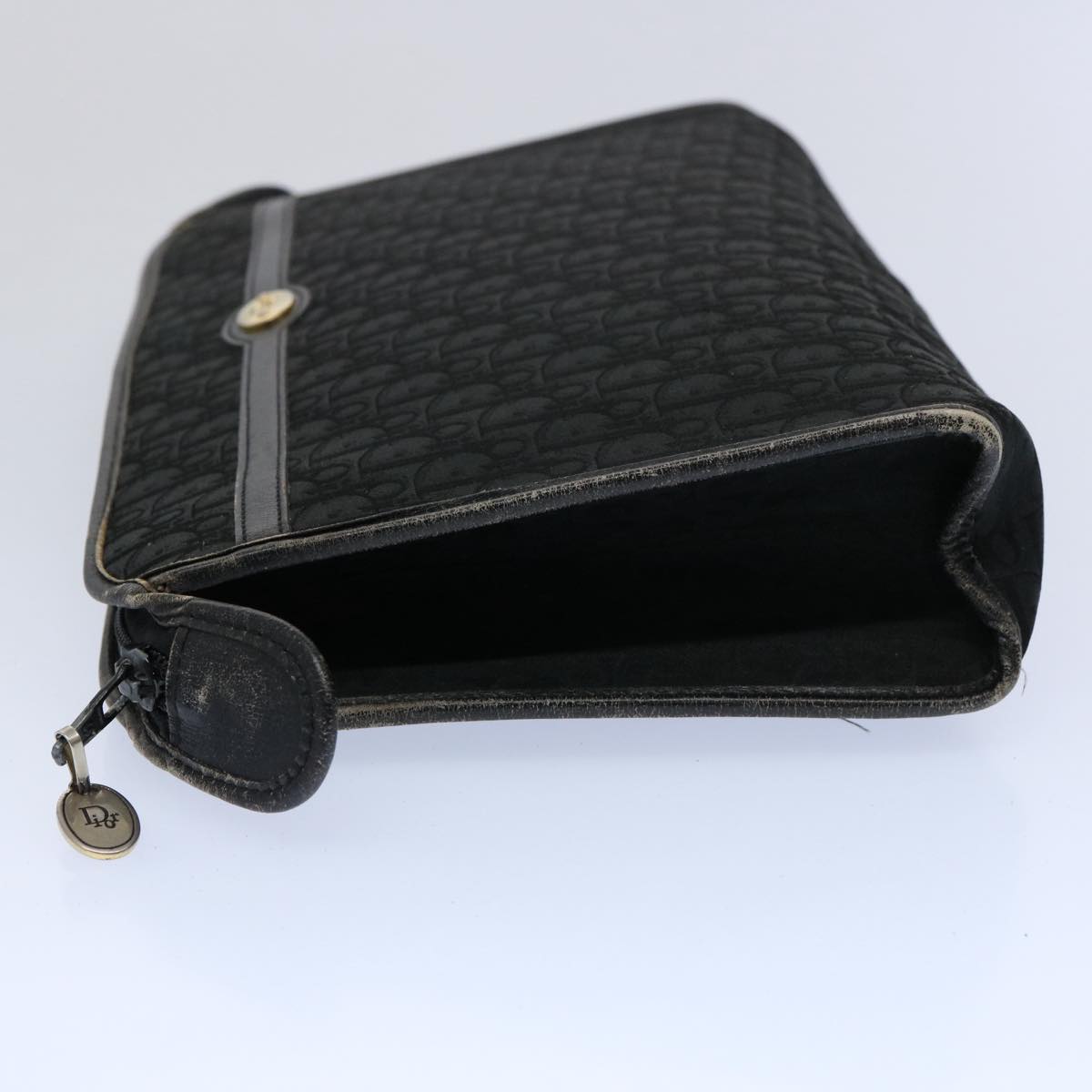 CHRISTIAN DIOR Trotter Canvas Clutch Bag Black Auth ep2846