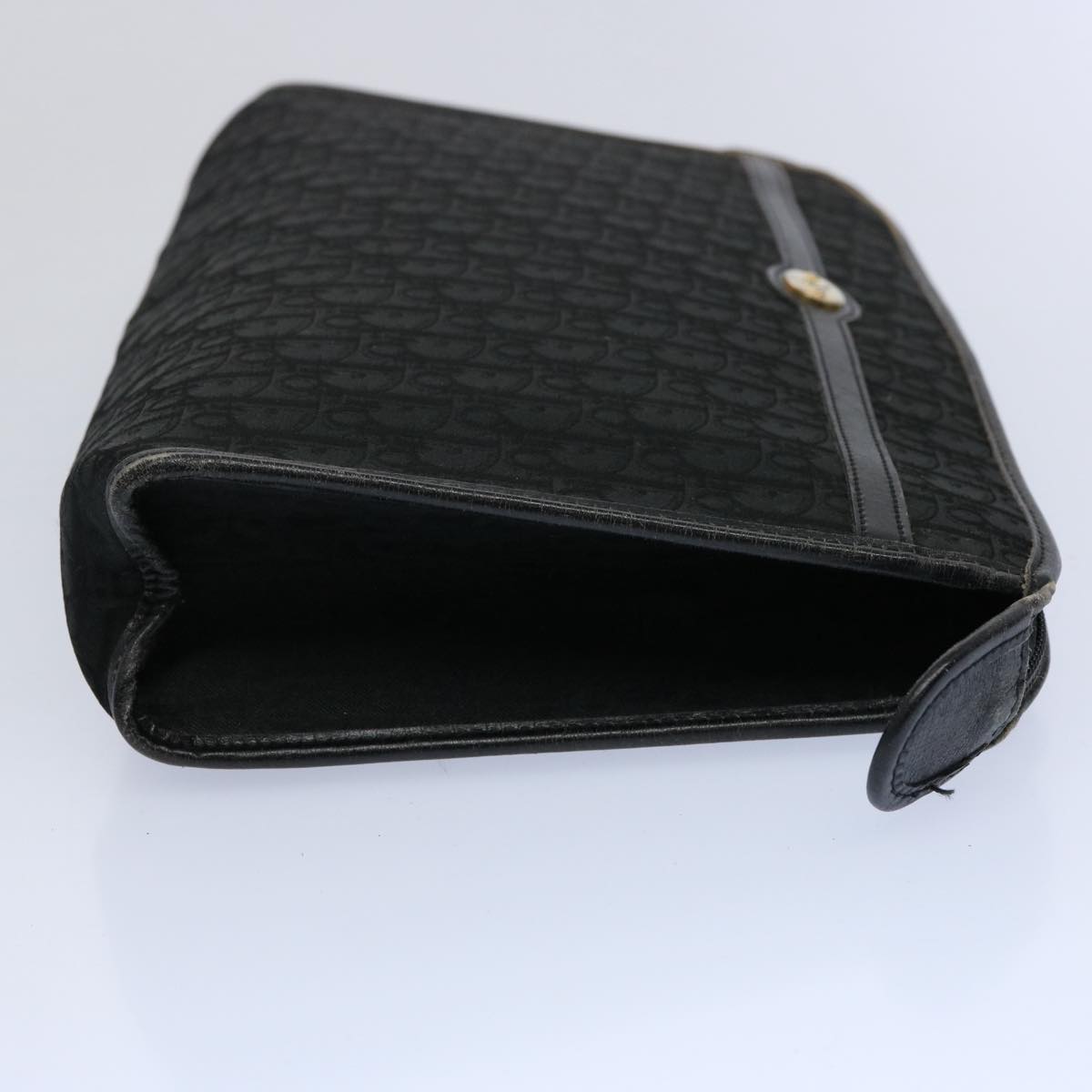 CHRISTIAN DIOR Trotter Canvas Clutch Bag Black Auth ep2846