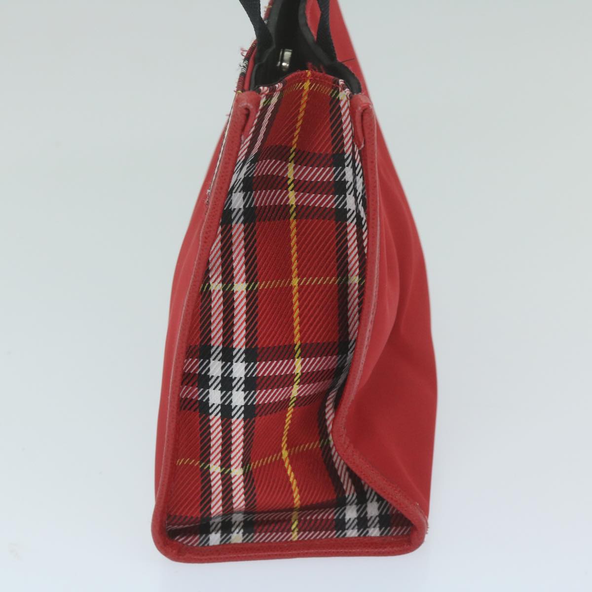 BURBERRY Nova Check Hand Bag Nylon Red Auth ep2927