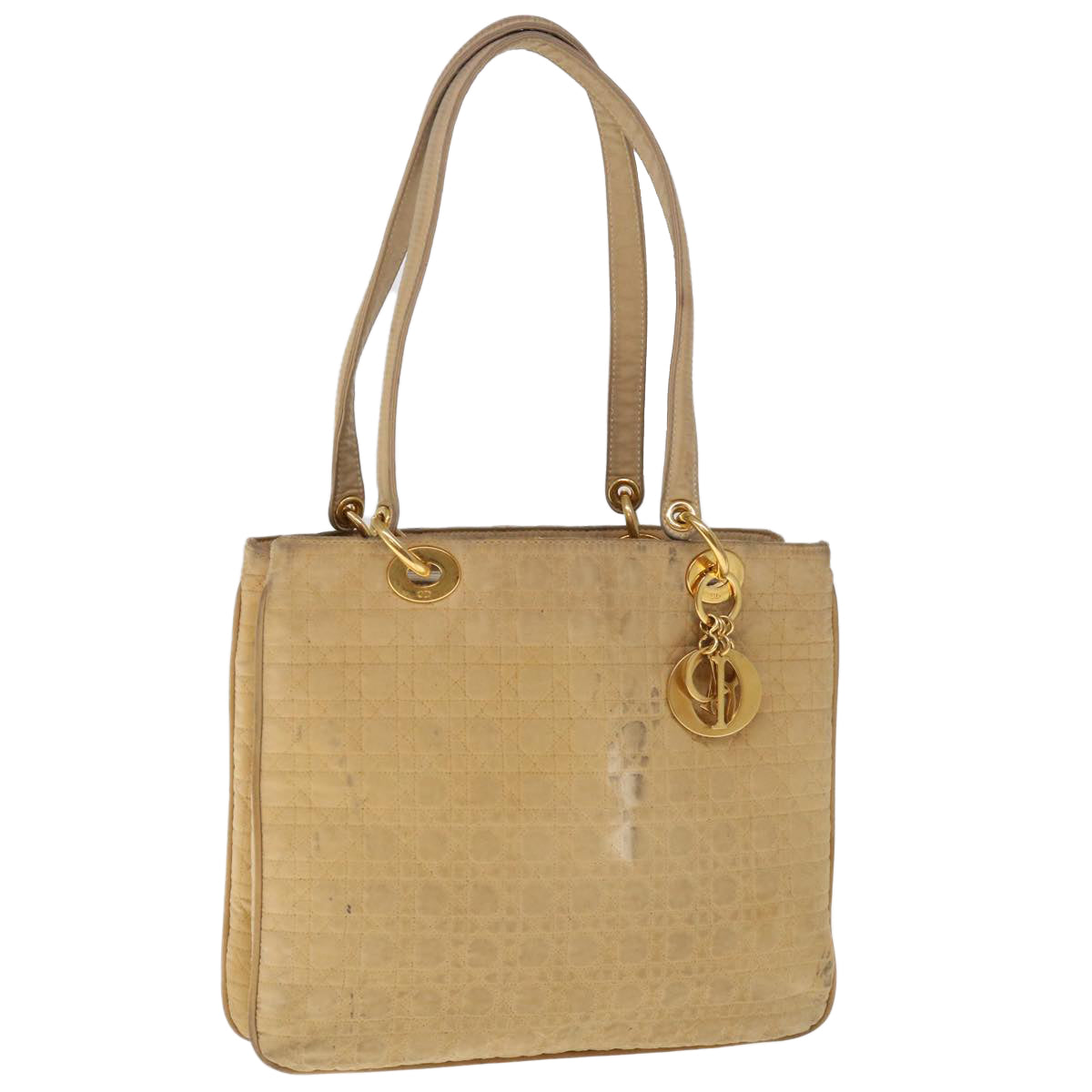 CHRISTIAN DIOR Canage Shoulder Bag Nylon Beige Auth ep3036