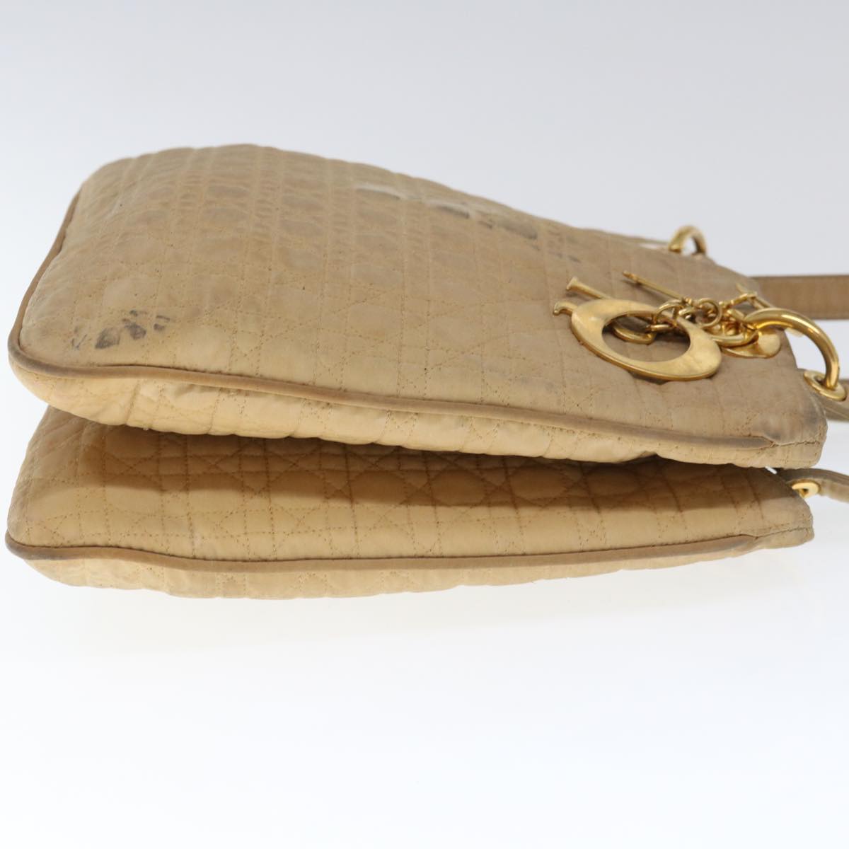 CHRISTIAN DIOR Canage Shoulder Bag Nylon Beige Auth ep3036