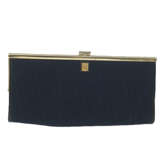 CHRISTIAN DIOR Trotter Canvas Clutch Bag Navy Auth ep3050
