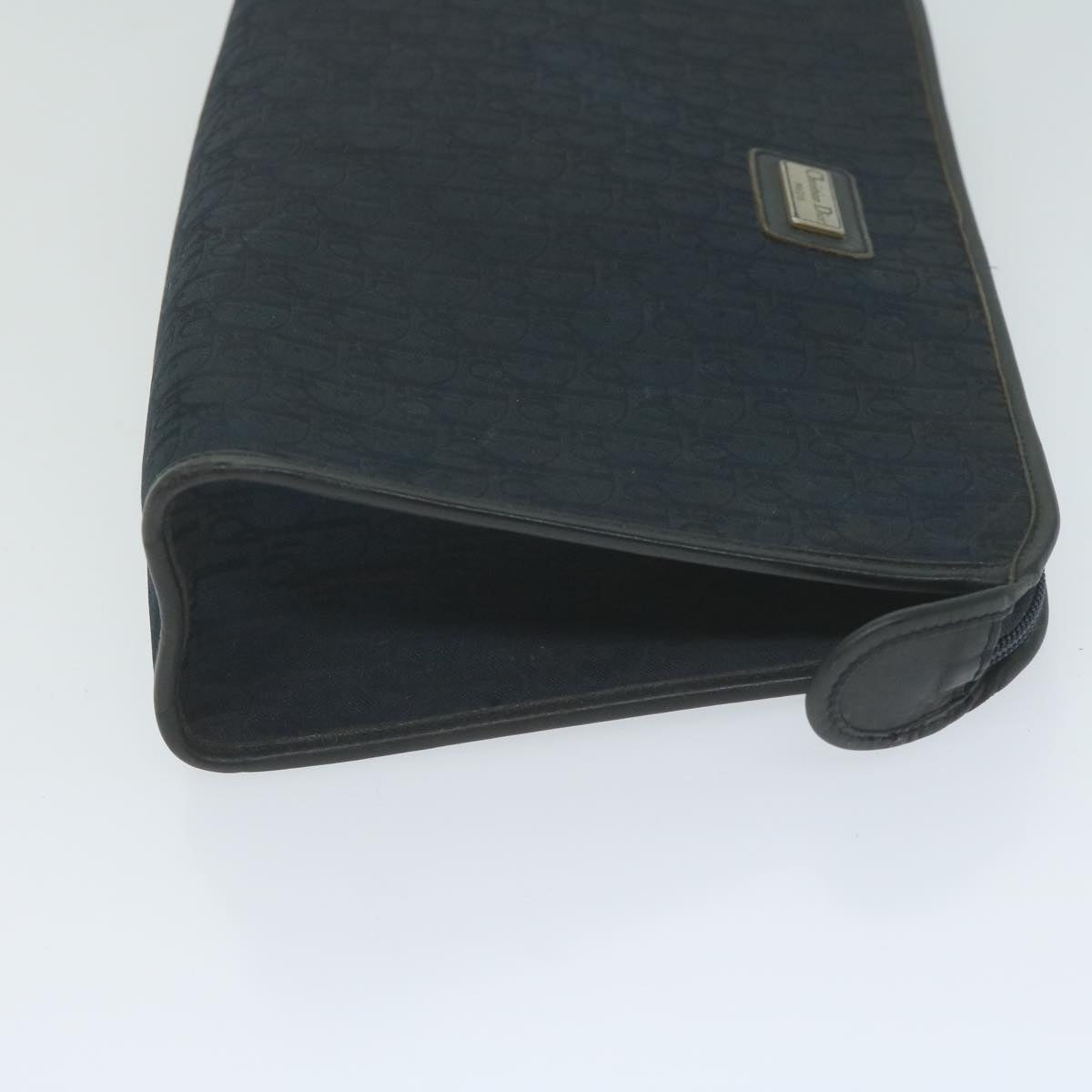 CHRISTIAN DIOR Trotter Canvas Clutch Bag Navy Auth ep3078