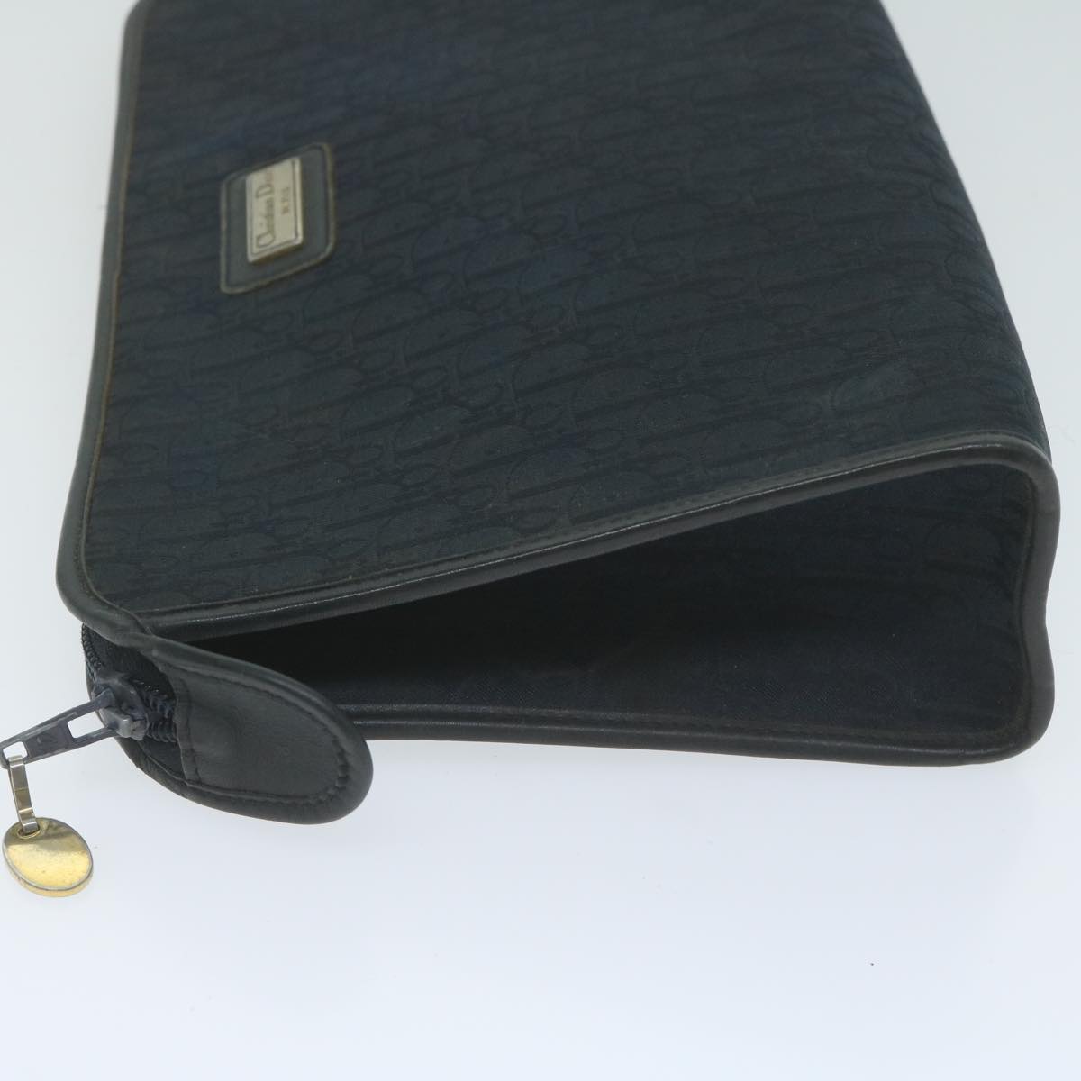 CHRISTIAN DIOR Trotter Canvas Clutch Bag Navy Auth ep3078