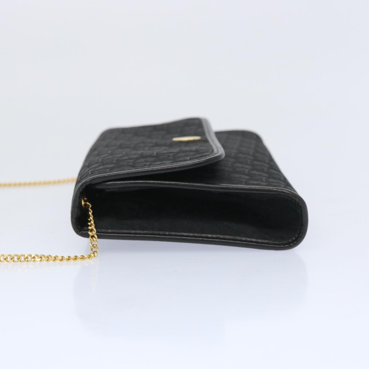 CHRISTIAN DIOR Trotter Canvas Chain Shoulder Bag Black Auth ep3240