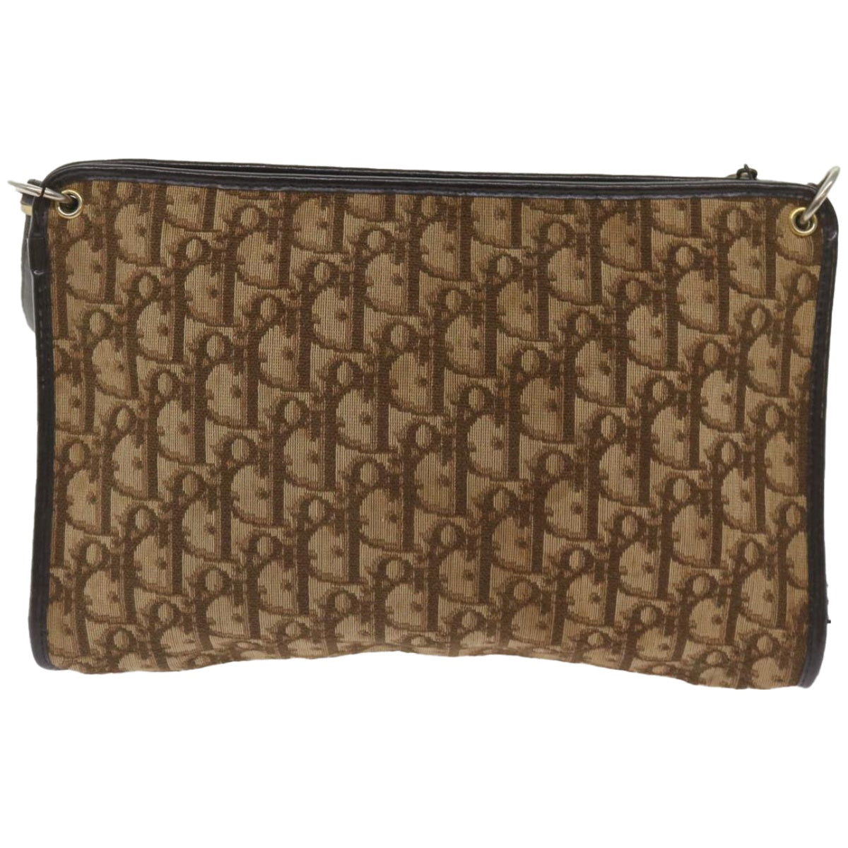 CHRISTIAN DIOR Trotter Canvas Shoulder Bag Brown Auth ep3298