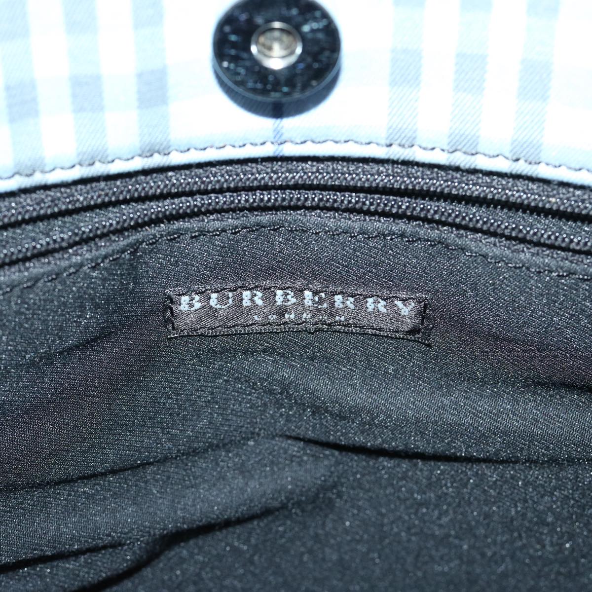 BURBERRY Nova Check Hand Bag Nylon Light Blue Auth ep3412