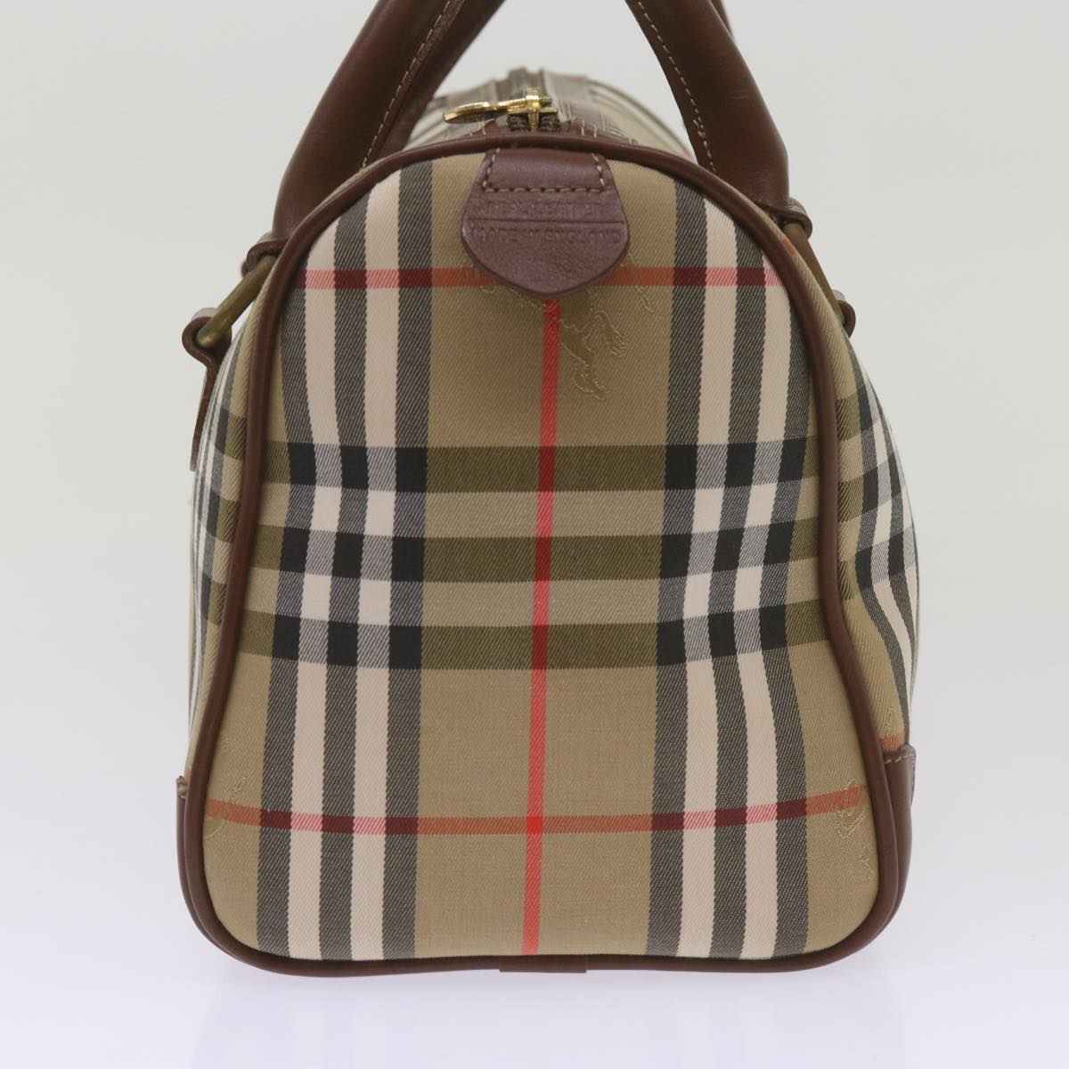 BURBERRYSs Nova Check Boston Bag Canvas Beige Auth ep3638