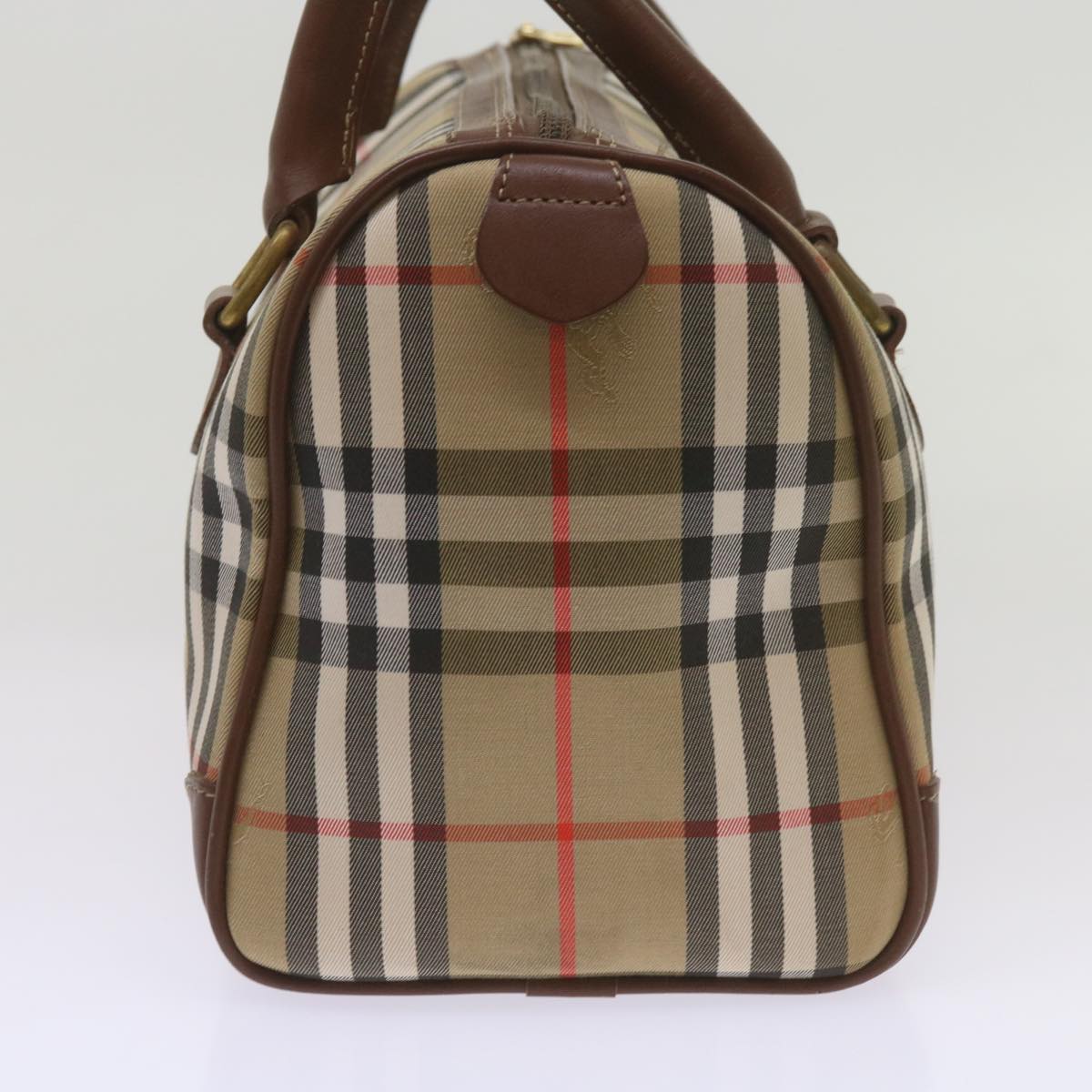 BURBERRYSs Nova Check Boston Bag Canvas Beige Auth ep3638