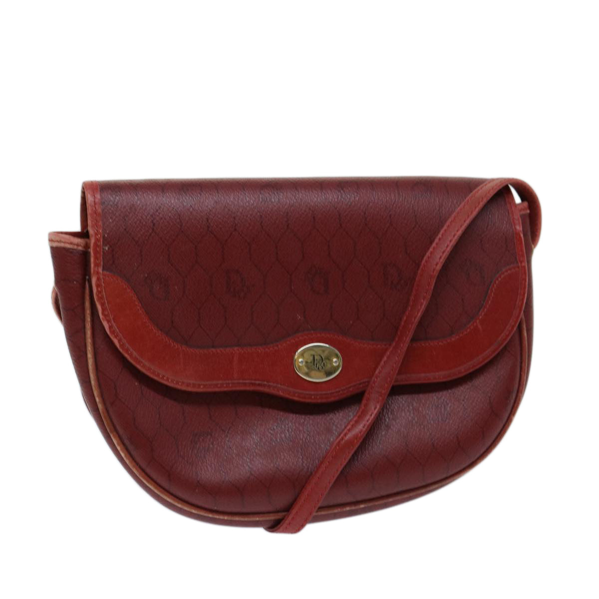 CHRISTIAN DIOR Honeycomb Canvas Shoulder Bag PVC Red Auth ep3831