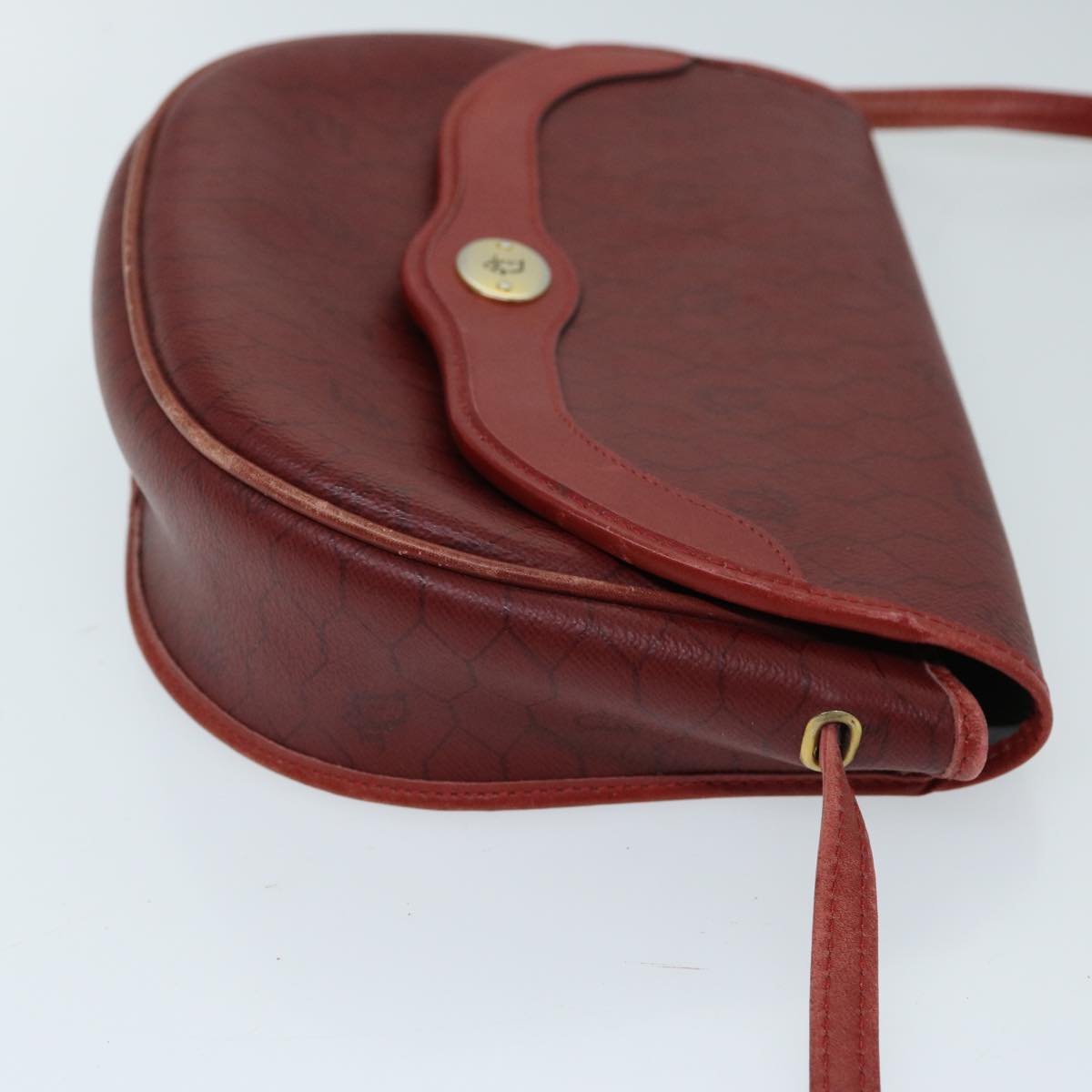 CHRISTIAN DIOR Honeycomb Canvas Shoulder Bag PVC Red Auth ep3831