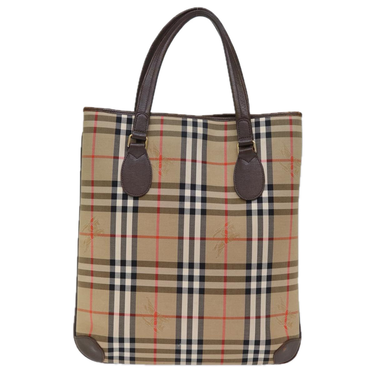 BURBERRYSs Nova Check Tote Bag Canvas Beige Auth ep4173