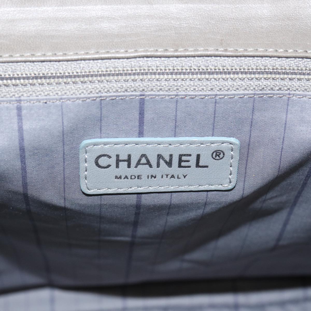 Top Quality Chanel Matelasse Turn Lock Hand Bag Enamel 2way Gray CC Auth ep4178