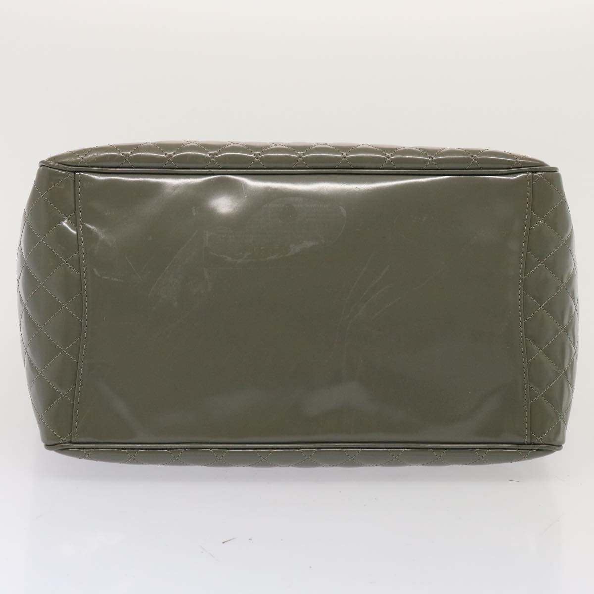 Top Quality Chanel Matelasse Turn Lock Hand Bag Enamel 2way Gray CC Auth ep4178