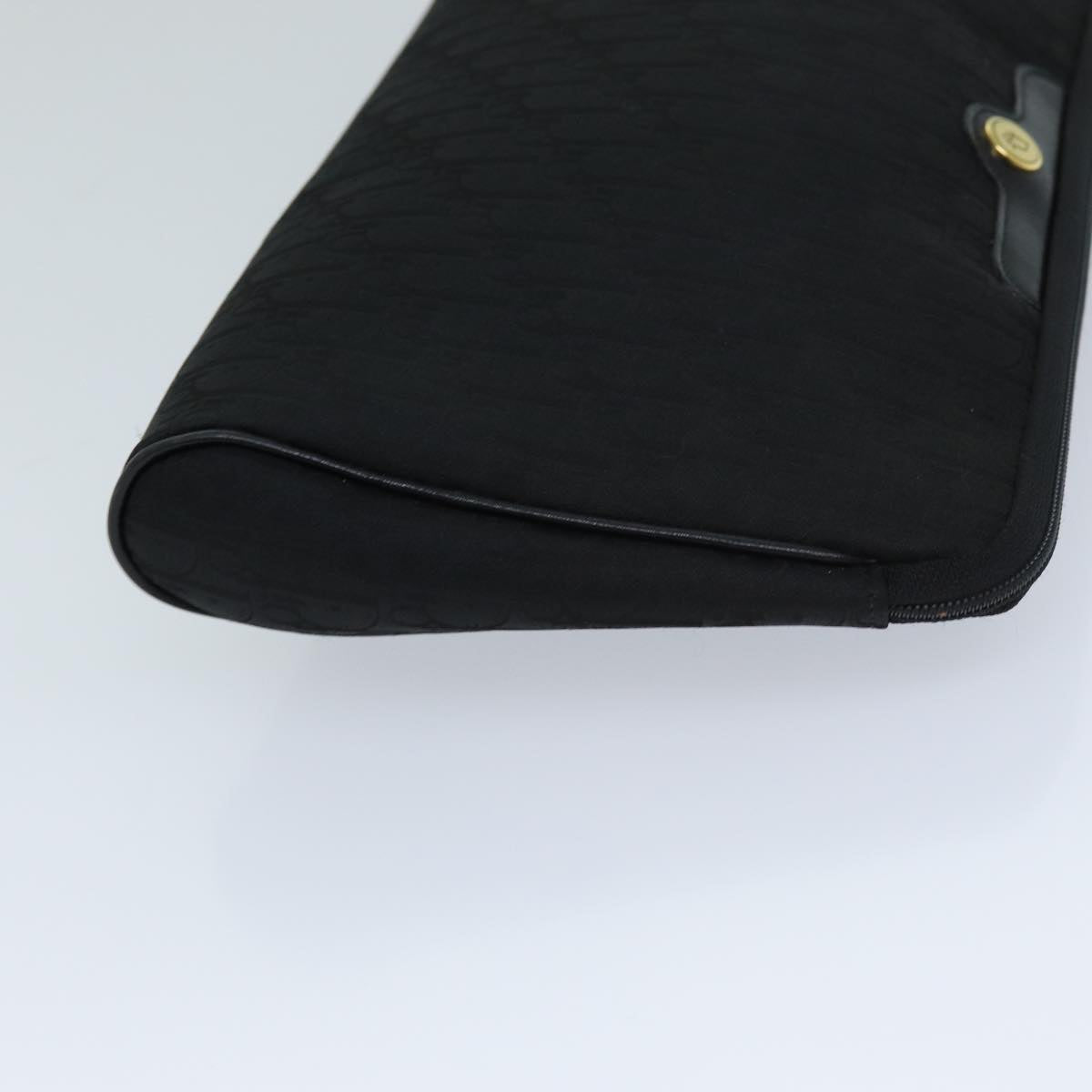 CHRISTIAN DIOR Trotter Canvas Clutch Bag Black Auth ep4442