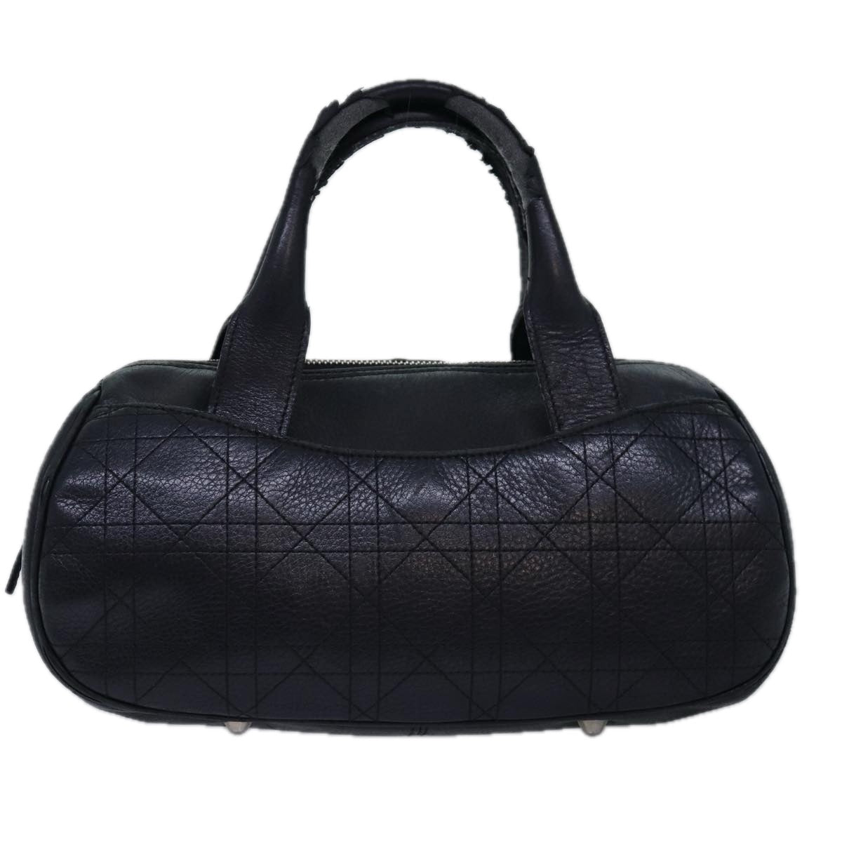CHRISTIAN DIOR Lady Dior Canage Hand Bag Lamb Skin Black Auth ep4484