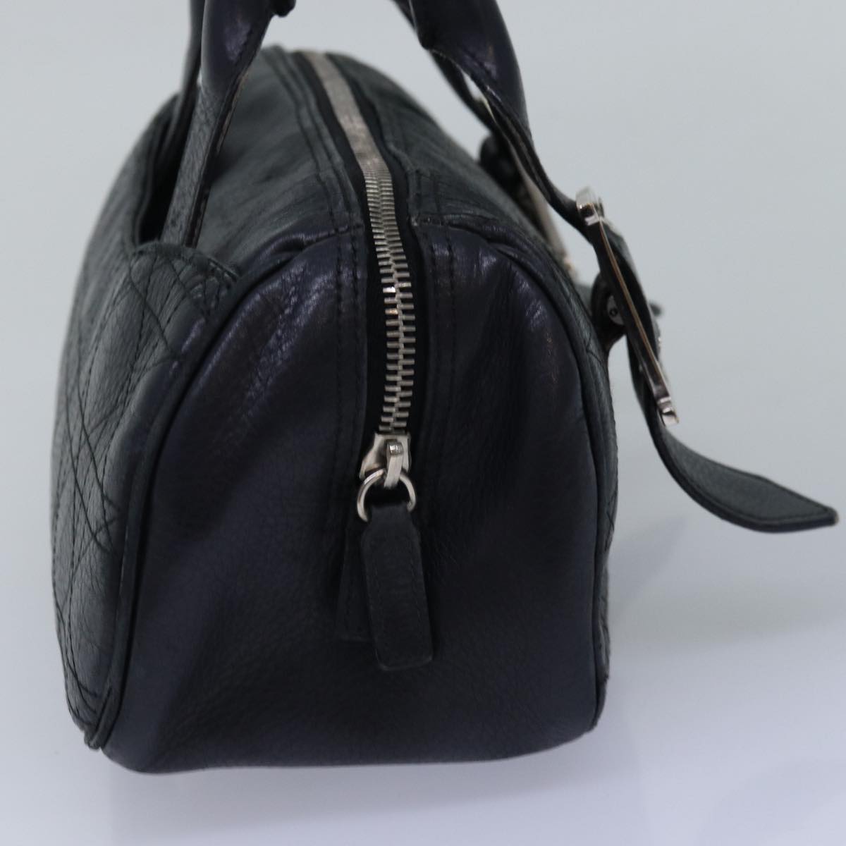 CHRISTIAN DIOR Lady Dior Canage Hand Bag Lamb Skin Black Auth ep4484