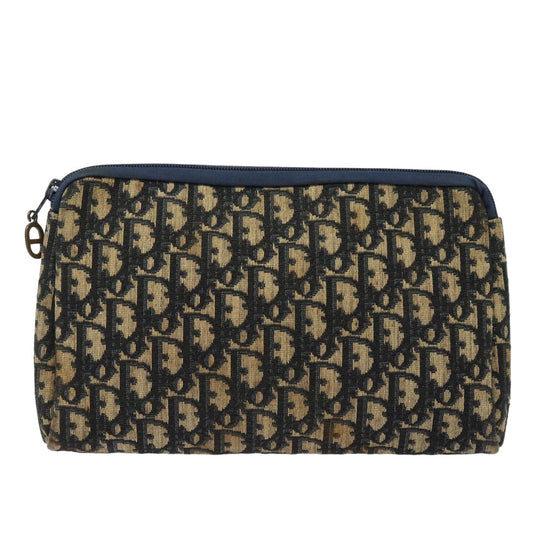 CHRISTIAN DIOR Trotter Canvas Clutch Bag Navy Auth ep4644