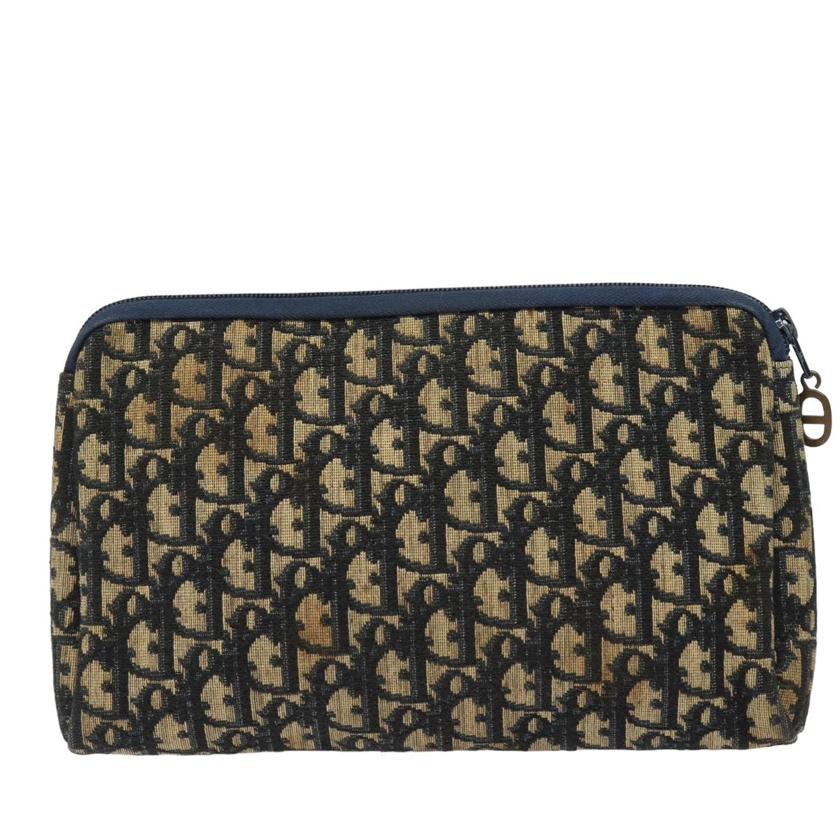 CHRISTIAN DIOR Trotter Canvas Clutch Bag Navy Auth ep4644