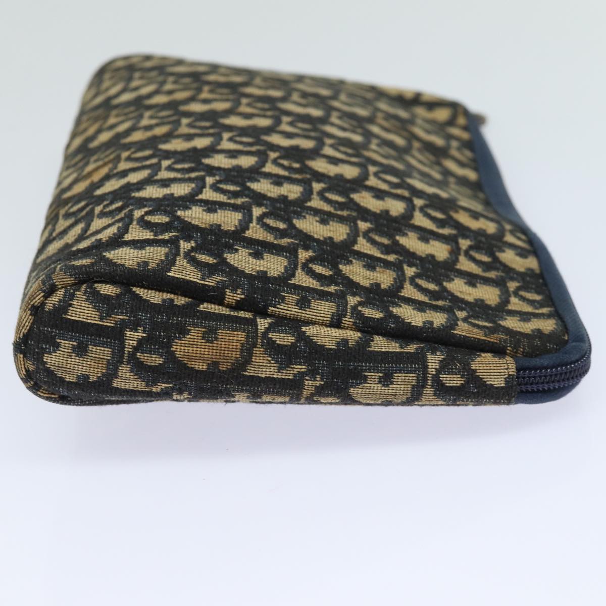 CHRISTIAN DIOR Trotter Canvas Clutch Bag Navy Auth ep4644