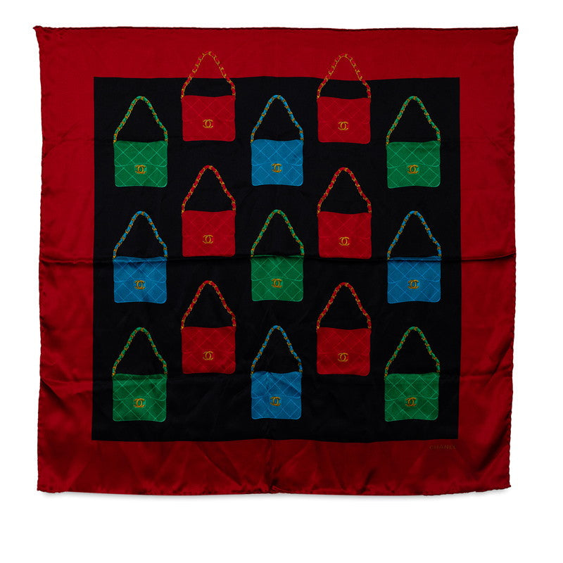 Chanel Matrases Cocomark carf Red Multicolor Silk  Chanel
