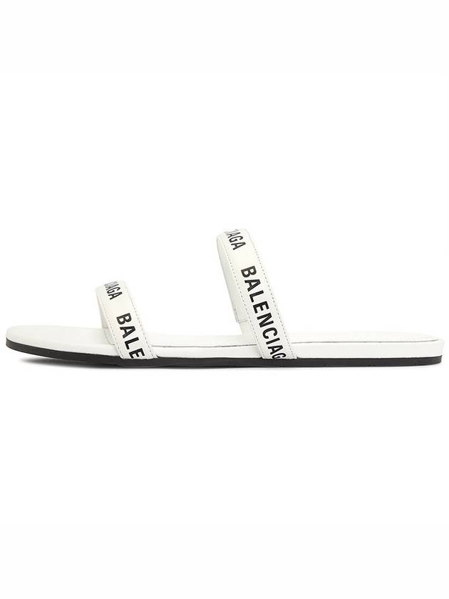 Luxury Balenciaga  Logo Round Slippers White
