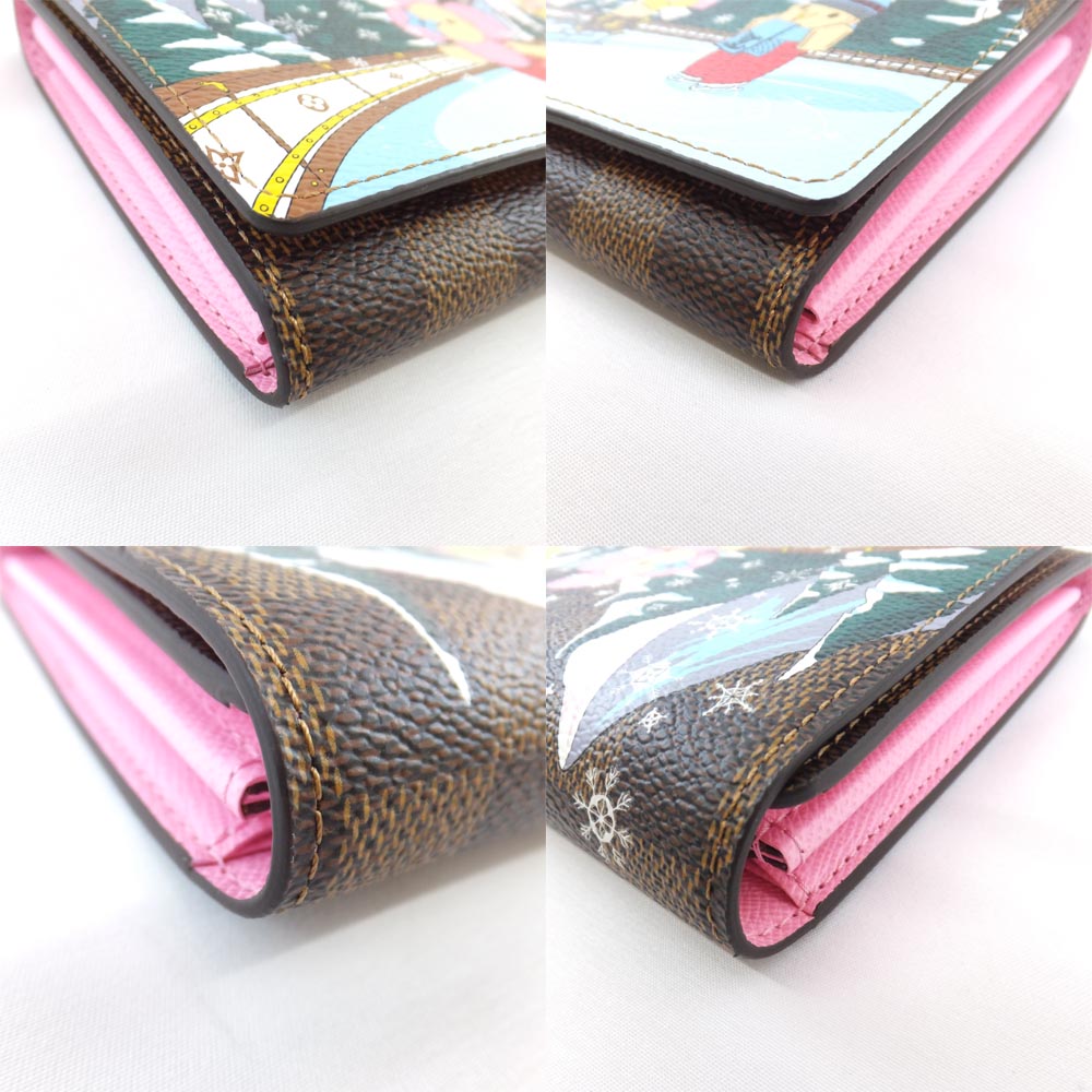 Louis Vuitton Portefolio Sarah NM Long Wallet N40722 Vivian Damielaine Brown Pink Background G Wallet Long Wallet