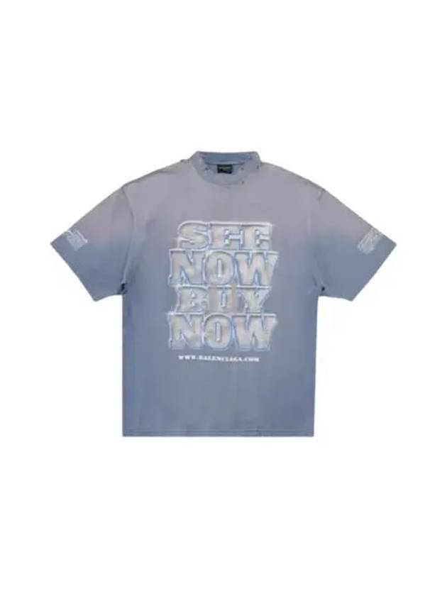 Luxury Balenciaga  See Now Buy Now Short Sleeve T-Shirt Blue