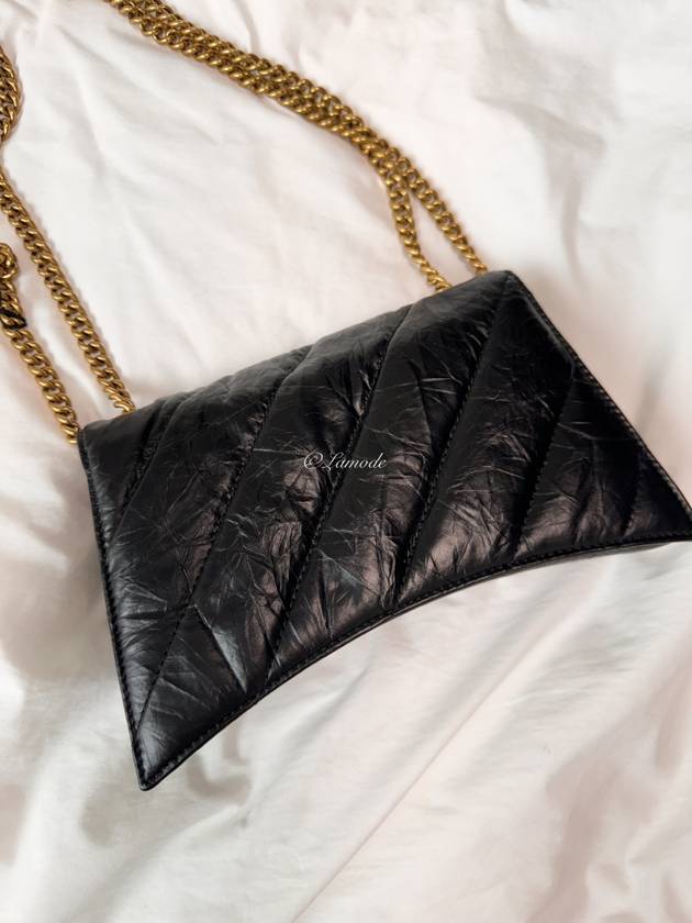 Luxury Balenciaga  Crush XS Chain Quilted Shoulder Bag Black