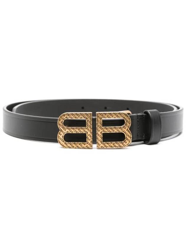 Luxury Balenciaga  BB Hourglass Leather Belt Black