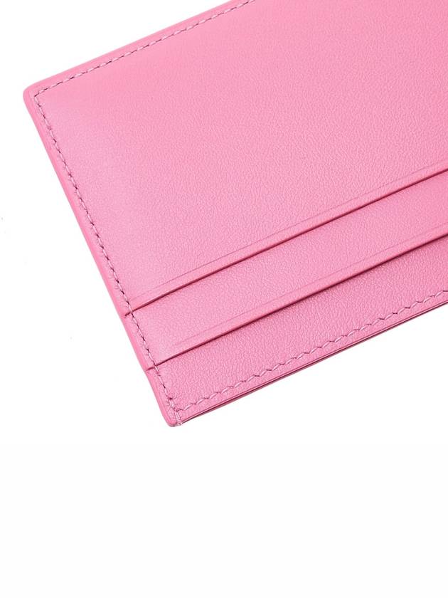 Luxury Balenciaga  Logo Calfskin Card Wallet Pink