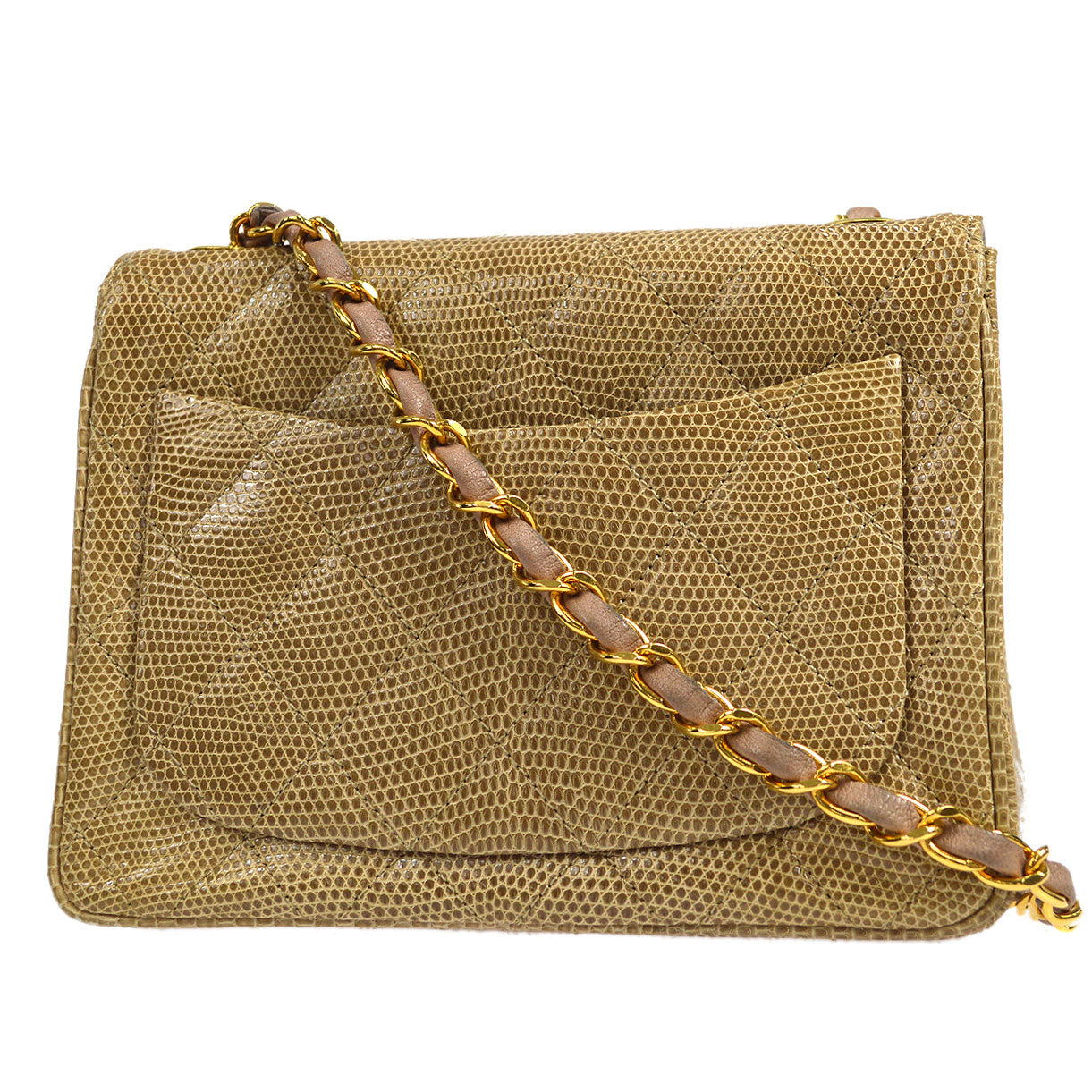 CHANEL * 1991-1994 Classic Square Flap Mini Beige Lizard