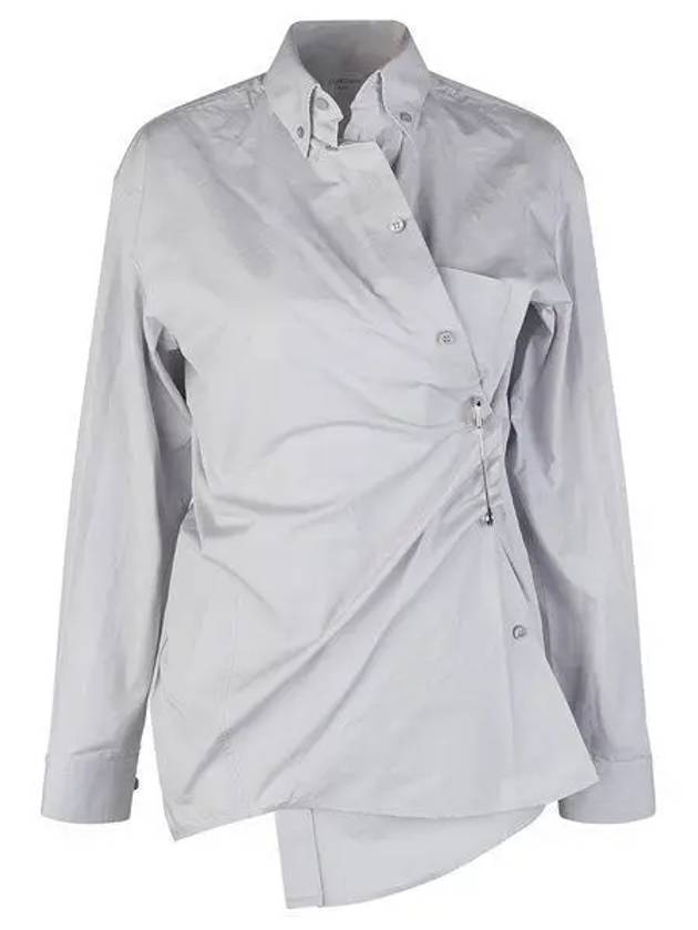 Luxury Balenciaga  Twist Button Cotton Shirt Grey