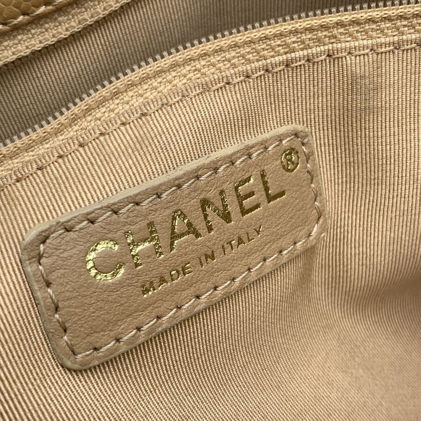 CHANEL Beige Quilted Caviar Leather Gst Grand Shopping Tote Bag
