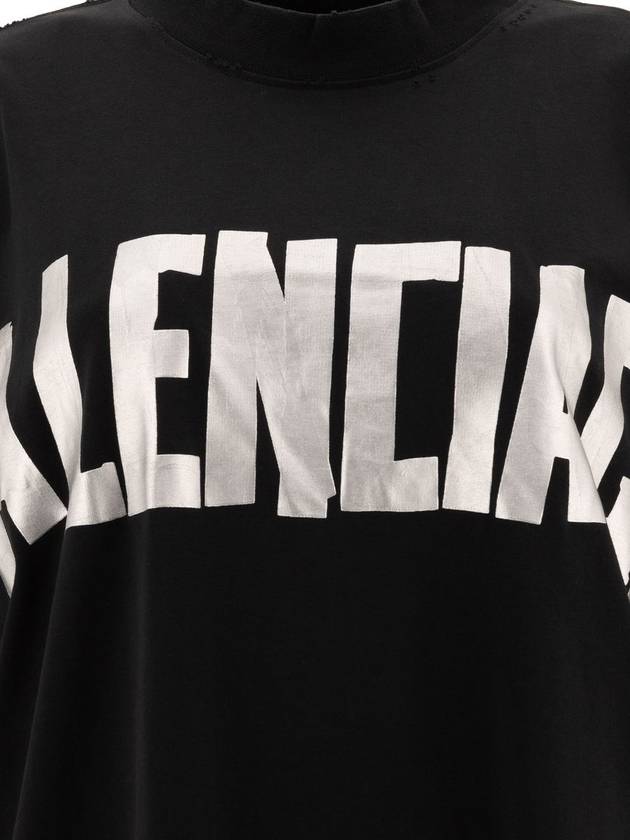 Luxury Balenciaga  Logo Print T-Shirt Short Dress Black