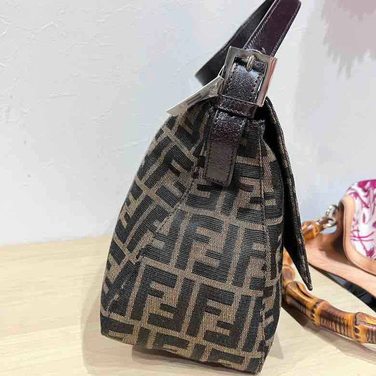 Fendi Zucca Print Mamma Baguette Shoulder Bag, Brown Canvas & Leather