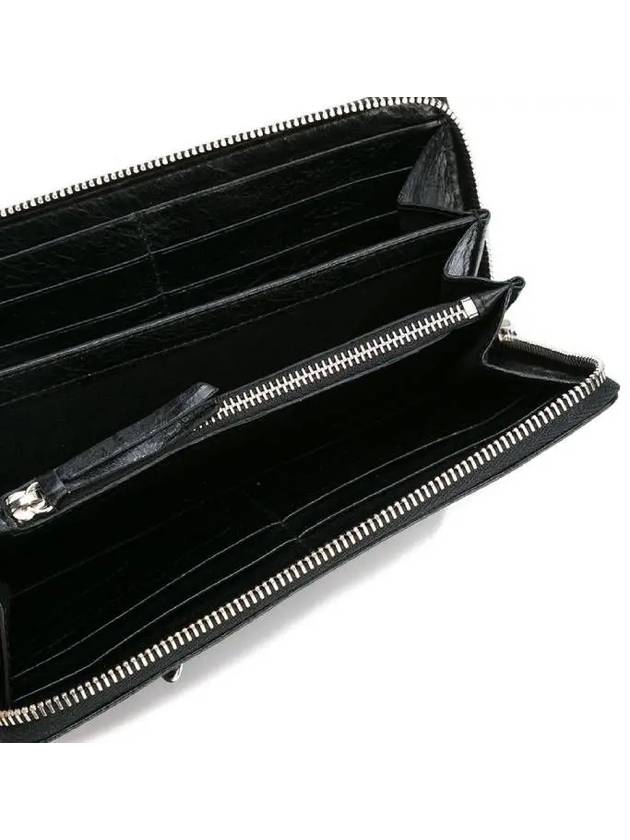 Luxury Balenciaga  Classic Motor Silver Zipper Around Long Wallet Black