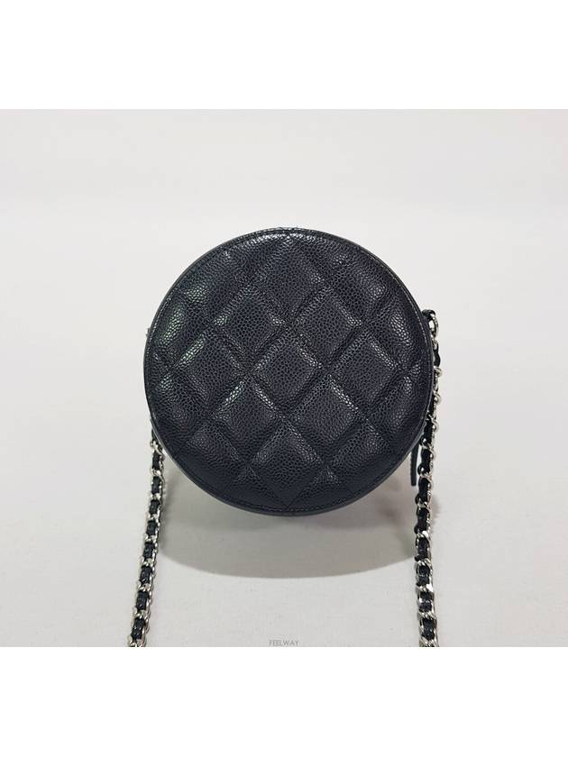 Classic Caviar Silver Round Bag Tambourine AP0245 Chanel