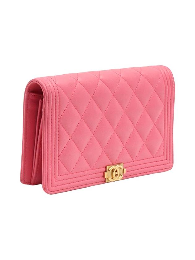 Pink Lambskin Boy Long Flap Wallet 22nd Chanel