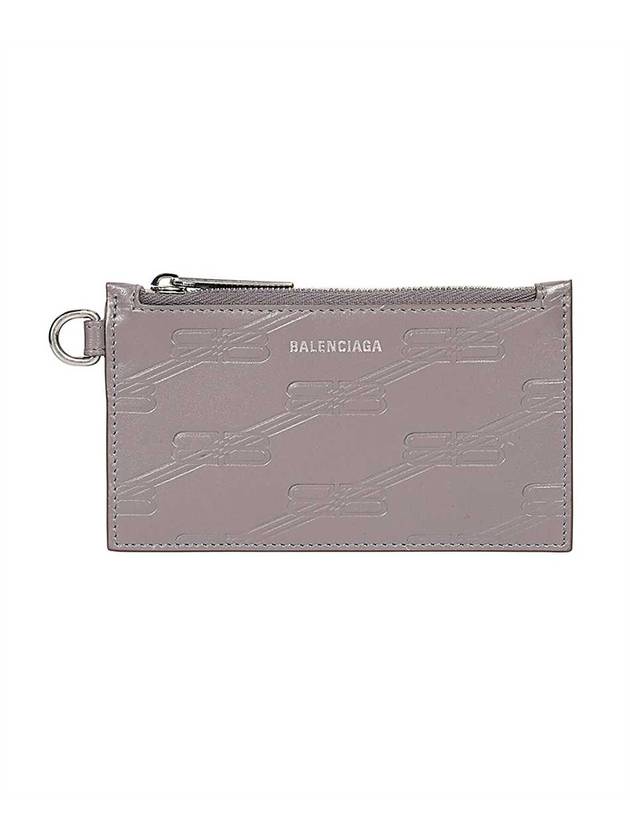 Luxury Balenciaga  BB Monogram Case On Keyring Card Wallet Grey