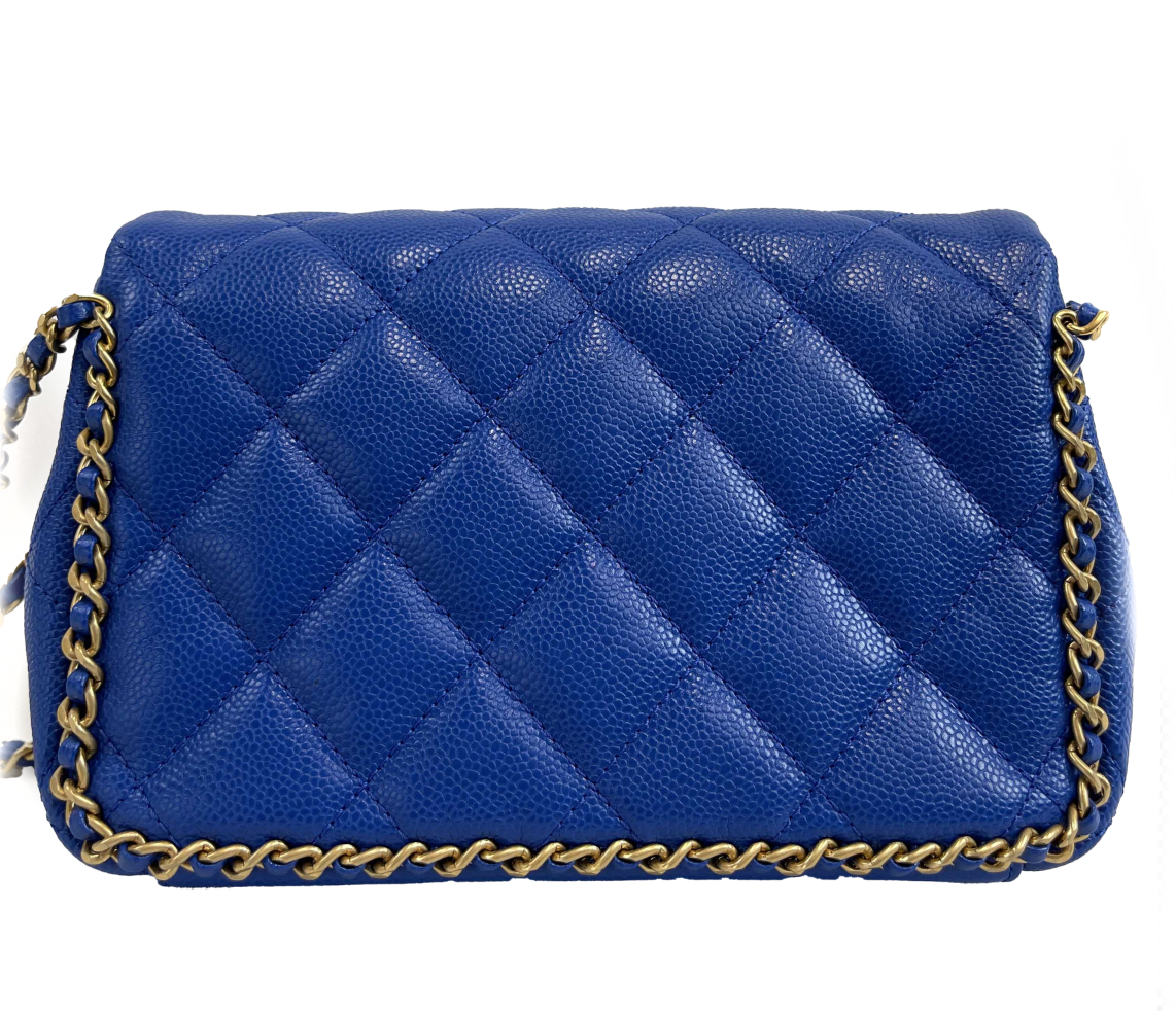 Top Quality Chanel Mini Chain Around Multi Chain Full New Bag Quilted Caviar 22B Blue