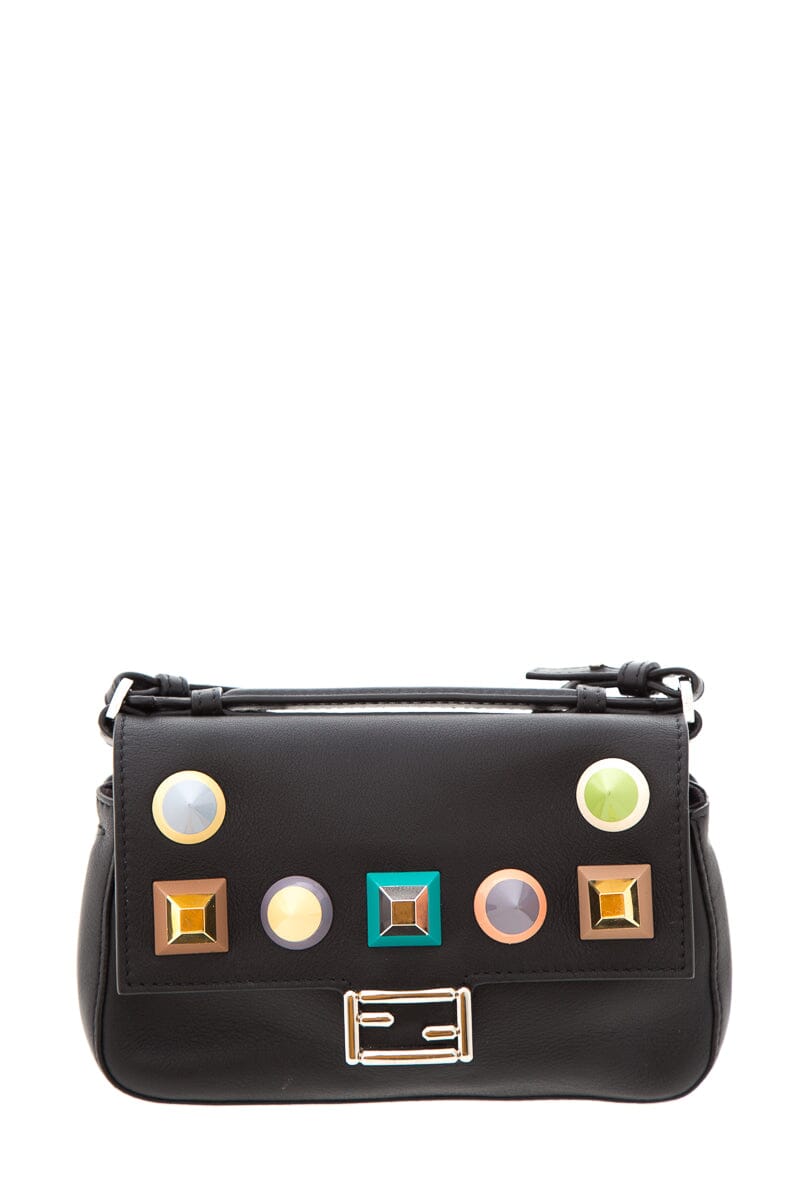 Fendi Black Micro Double Stud Baguette Cross-Body