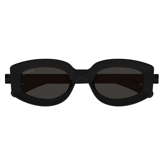 Gucci Geometric Full Rim, with a Transparent Vivid Orange frame and Smoke lens.