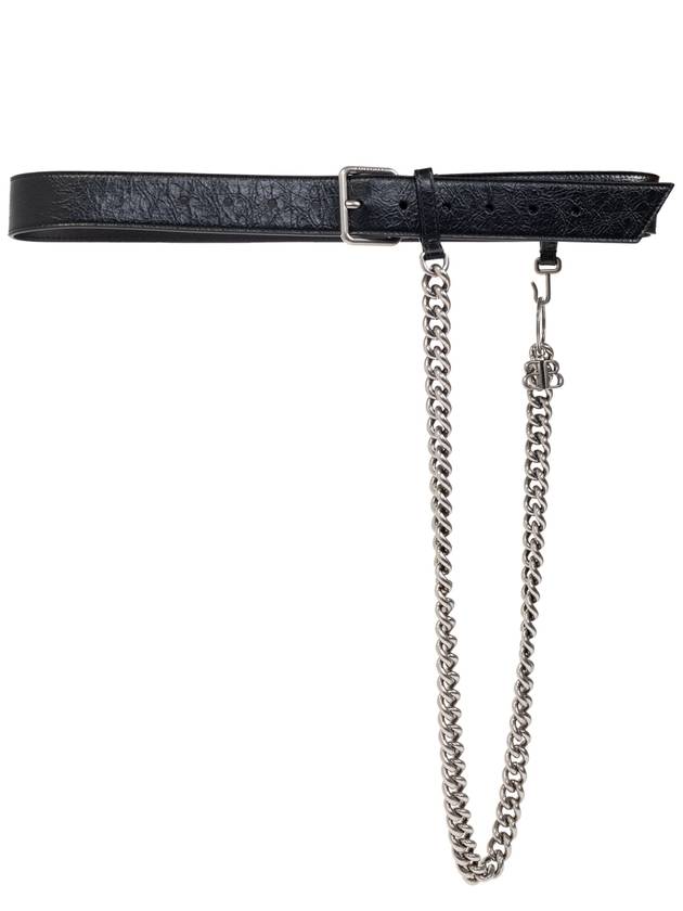 Luxury Balenciaga  Luxury Balenciaga  Leather Belt With Chain, Men's, Black