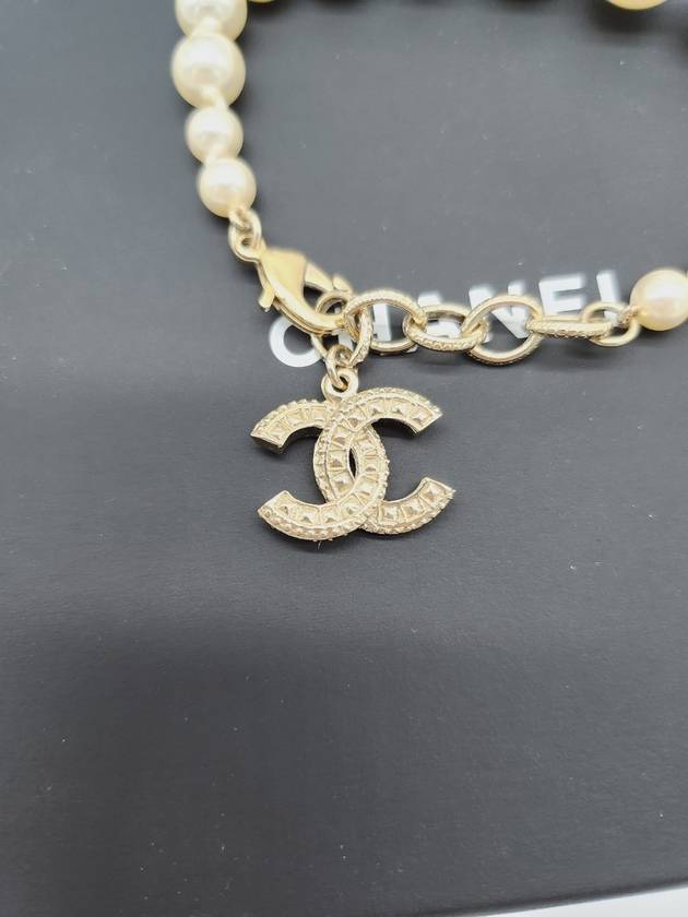 Crystal CC Logo Pearl Bracelet White Chanel