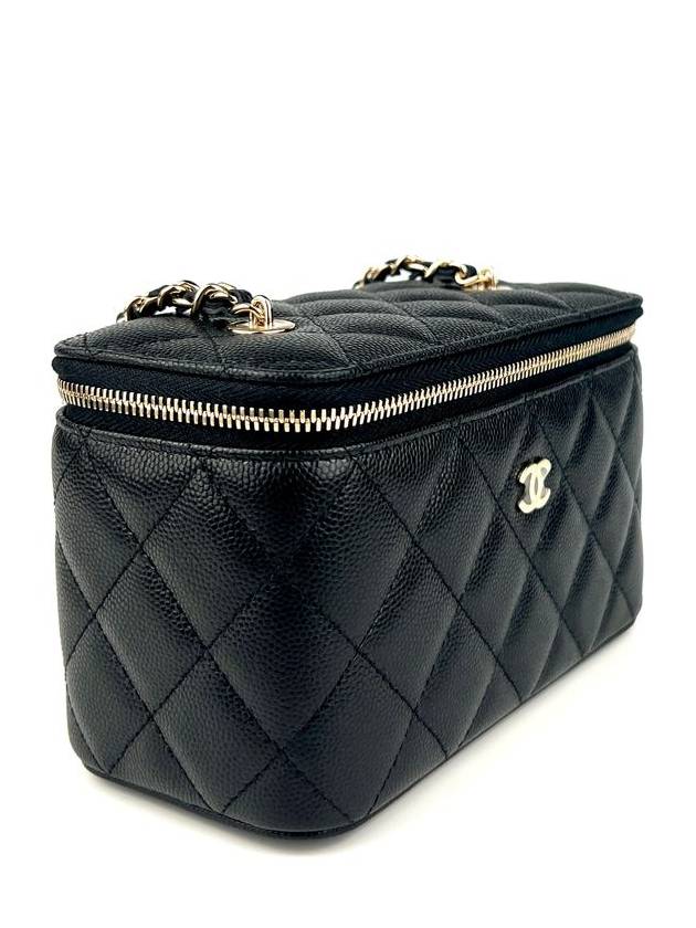 Classic Cosmetic Case Small Grained Calfskin Cross Bag Black Chanel