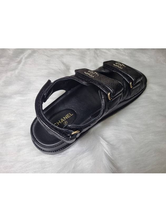 WoMen's CC Logo Velcro Sandals Gold Black Chanel