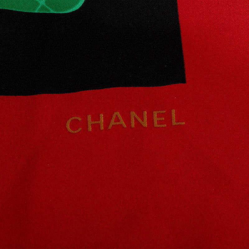 Chanel Matrases Cocomark carf Red Multicolor Silk  Chanel