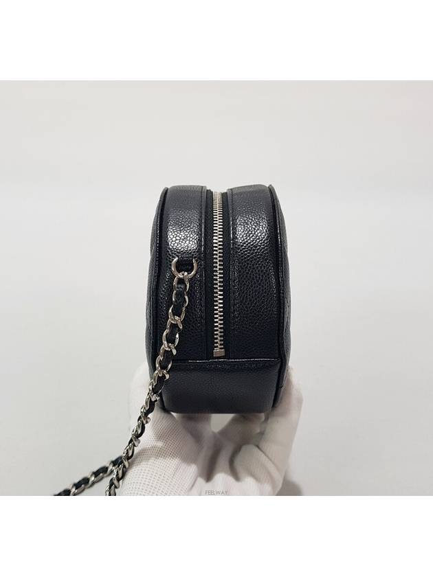Classic Caviar Silver Round Bag Tambourine AP0245 Chanel