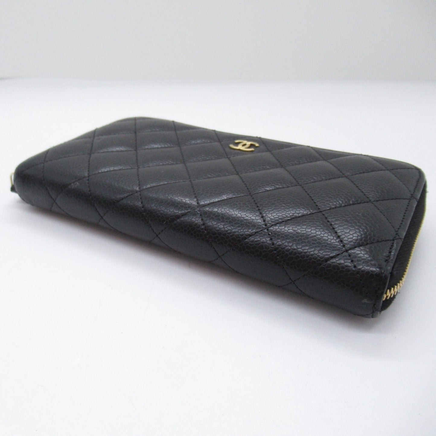 Chanel Chantal Matrasse Round Long Wallet Round Long Wallet Caviar S  Black Ladies